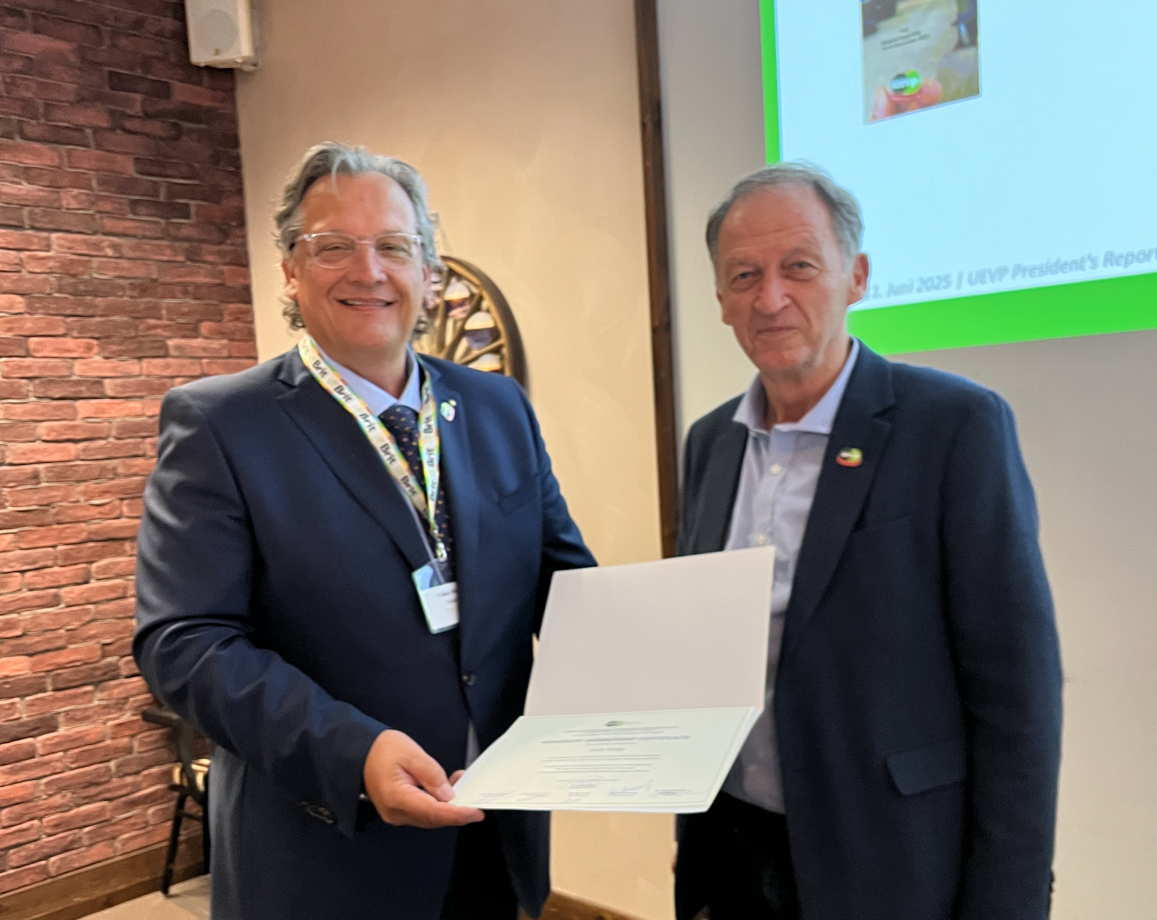 Zsolt Pinter honorary UEVP member
